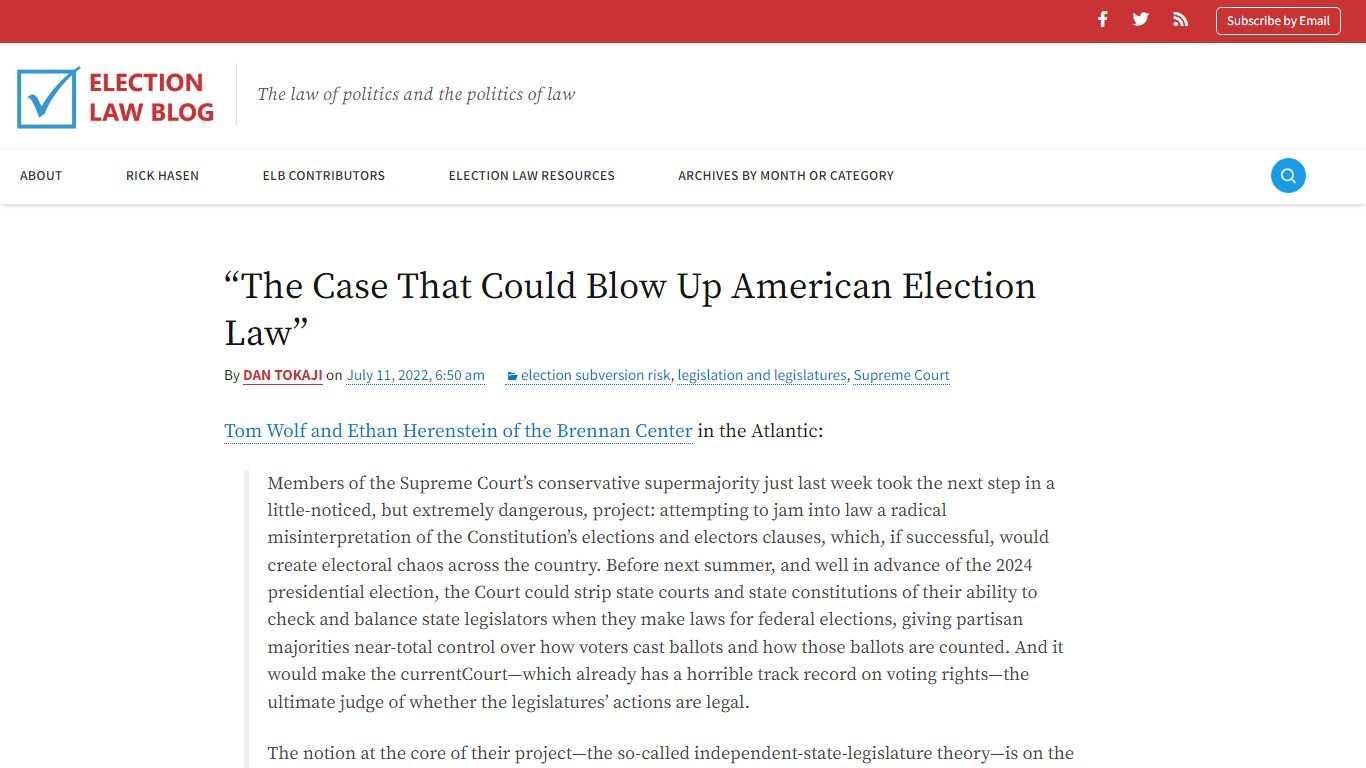 “The Case That Could Blow Up American Election Law”